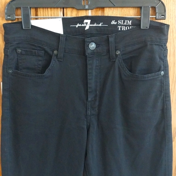 7 For All Mankind NWT Women's Size 28 Black Slim Trouser Flare Denim Jeans Pants - Picture 13 of 15